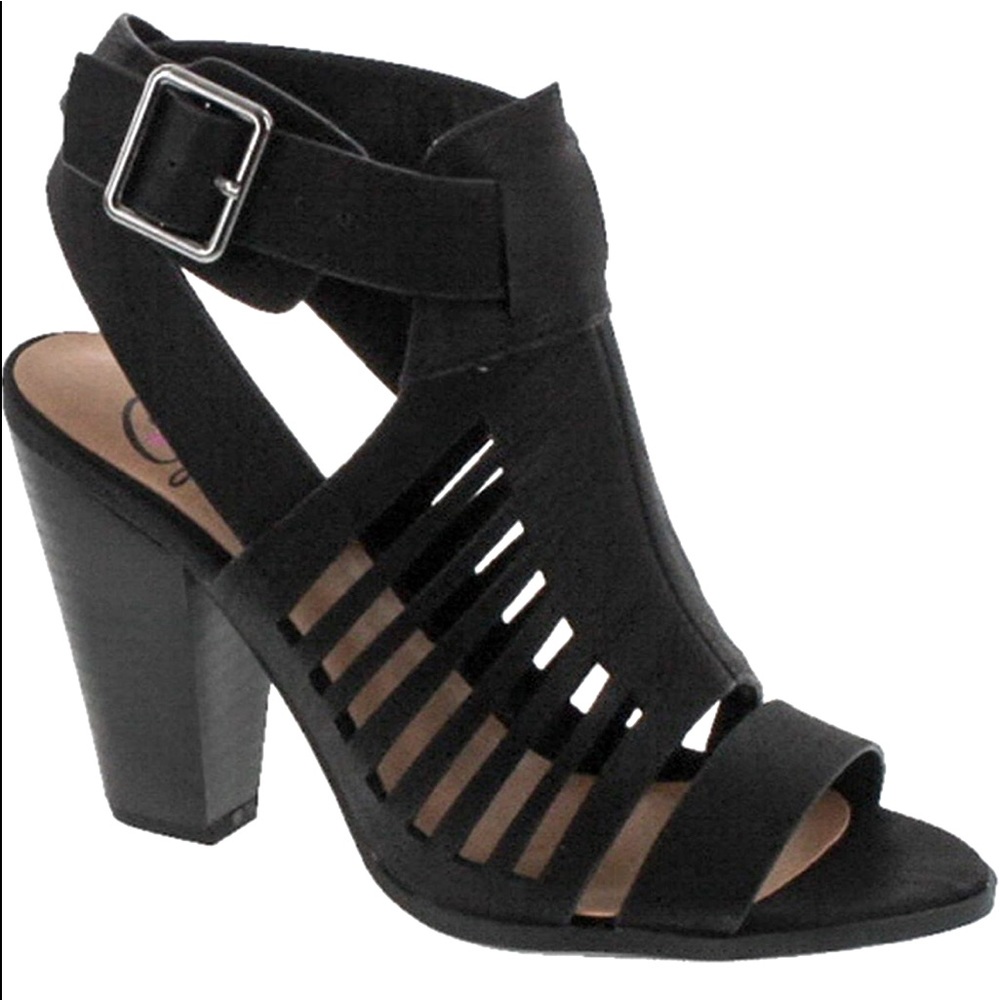 Brand:Soda Gladiator cutout stacked heel sandal shoes